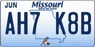 MO license plate AH7K8B