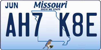 MO license plate AH7K8E