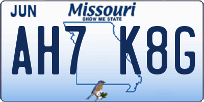 MO license plate AH7K8G