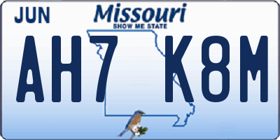 MO license plate AH7K8M