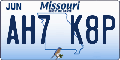 MO license plate AH7K8P