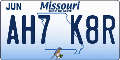 MO license plate AH7K8R