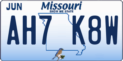MO license plate AH7K8W