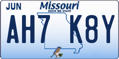 MO license plate AH7K8Y