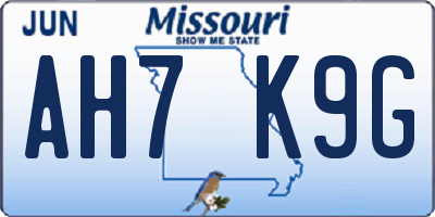 MO license plate AH7K9G