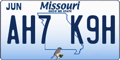 MO license plate AH7K9H