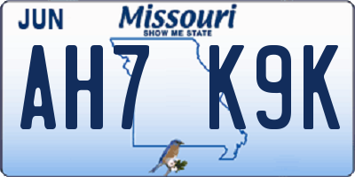 MO license plate AH7K9K