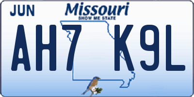 MO license plate AH7K9L
