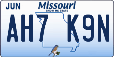 MO license plate AH7K9N
