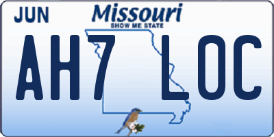 MO license plate AH7L0C