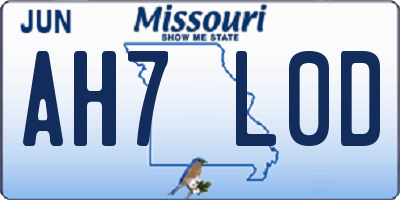 MO license plate AH7L0D