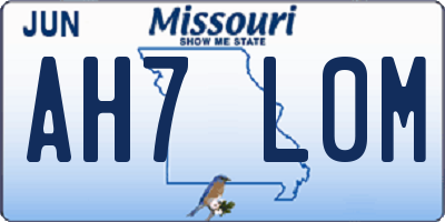MO license plate AH7L0M
