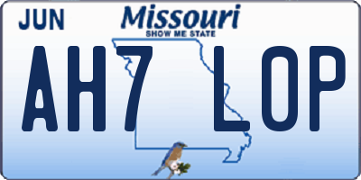MO license plate AH7L0P
