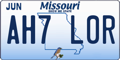 MO license plate AH7L0R