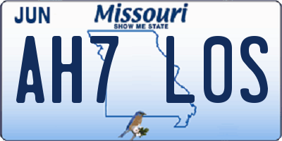 MO license plate AH7L0S