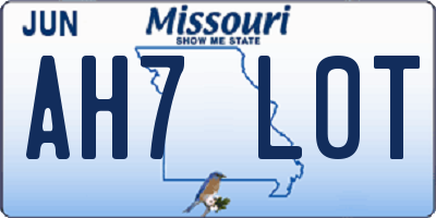 MO license plate AH7L0T