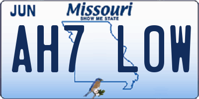 MO license plate AH7L0W