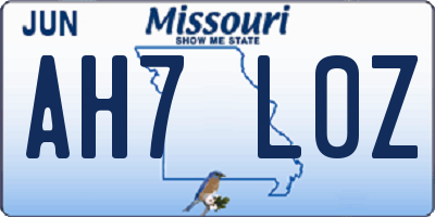 MO license plate AH7L0Z