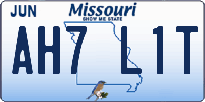 MO license plate AH7L1T