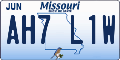 MO license plate AH7L1W