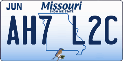 MO license plate AH7L2C