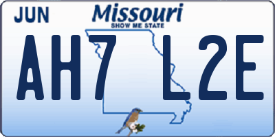 MO license plate AH7L2E