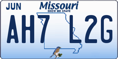 MO license plate AH7L2G