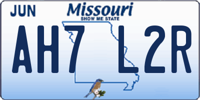 MO license plate AH7L2R