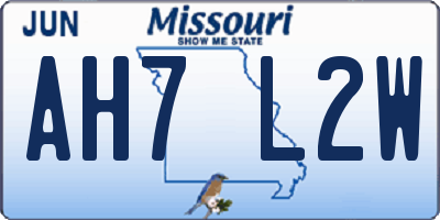 MO license plate AH7L2W