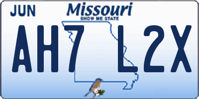 MO license plate AH7L2X
