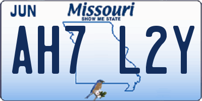 MO license plate AH7L2Y
