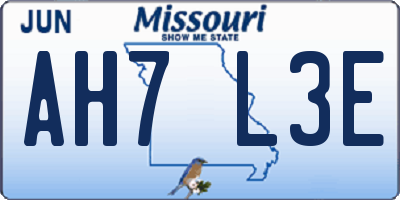 MO license plate AH7L3E
