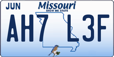MO license plate AH7L3F
