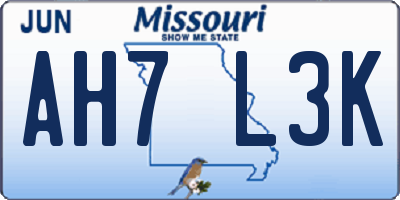 MO license plate AH7L3K