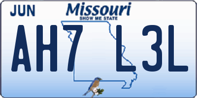 MO license plate AH7L3L