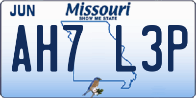 MO license plate AH7L3P