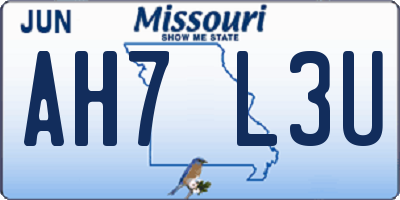 MO license plate AH7L3U