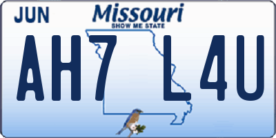 MO license plate AH7L4U