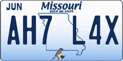 MO license plate AH7L4X
