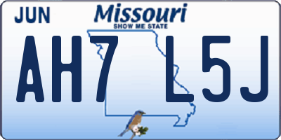 MO license plate AH7L5J