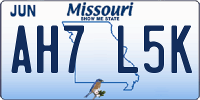 MO license plate AH7L5K