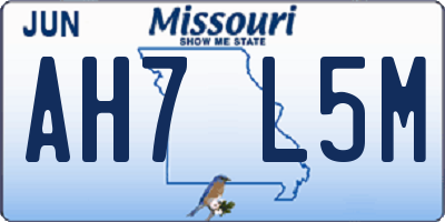 MO license plate AH7L5M