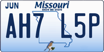 MO license plate AH7L5P