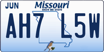 MO license plate AH7L5W