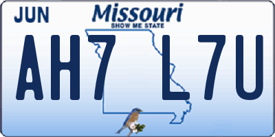 MO license plate AH7L7U