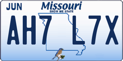 MO license plate AH7L7X