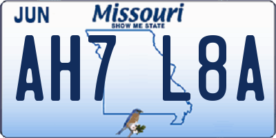 MO license plate AH7L8A