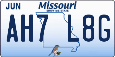 MO license plate AH7L8G