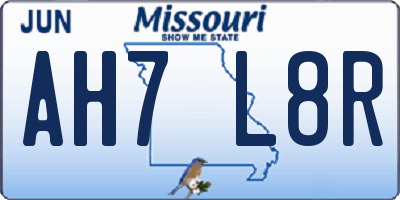 MO license plate AH7L8R