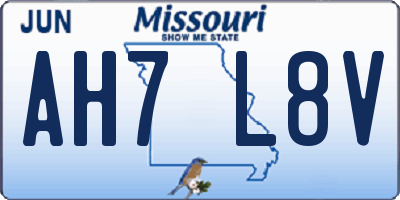 MO license plate AH7L8V